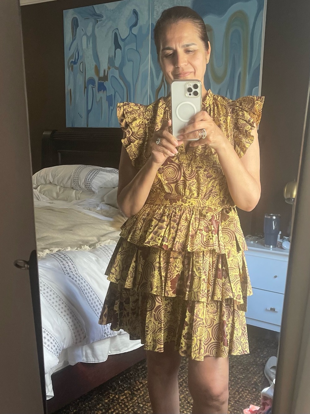 Ulla Johnson Honoria Tiered Printed Poplin Mini Dress - Picture 9 of 9